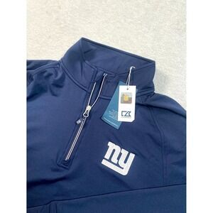 Cutter & Buck Adapt Eco Knit Shirt Men Medium Navy Blue New York Giants Football